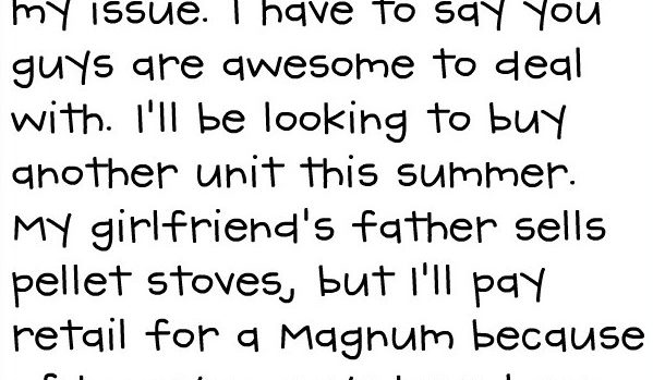 happy customer note, magnum